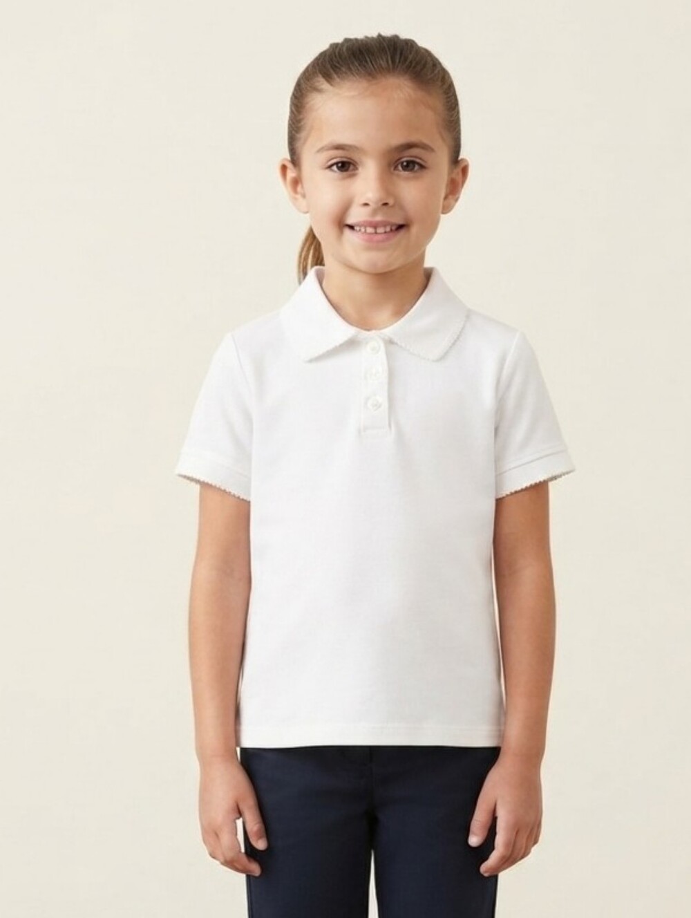 Green Leaf Girl White NWT Short Sleeve Uniform Polo Shirt Size Small (6)